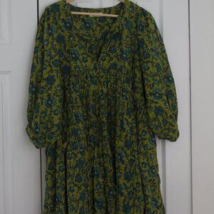 Natural Life Billowy Green Floral Tunic Dress